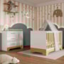 Jogo de Quarto Infantil Popy Retrô Plus Cômoda 1 Porta e Berço Branco Brilho/Amêndoa - Móveis Peroba