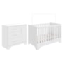 Jogo de Quarto Infantil Popy Retrô Plus Cômoda 1 Porta e Berço Branco Brilho - Móveis Peroba
