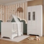 Jogo de Quarto Infantil Popy Retrô Plus Guarda Roupa 3 Portas com Janelas e Berço Branco Brilho - Móveis Peroba