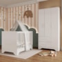 Jogo de Quarto Infantil Popy Retrô Plus Guarda Roupa 3 Portas e Berço Branco Brilho - Móveis Peroba