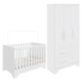 Jogo de Quarto Infantil Popy Retrô Plus Guarda Roupa 3 Portas e Berço Branco Brilho - Móveis Peroba