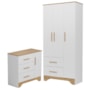 Jogo de Quarto Infantil Popy Retrô Plus Guarda Roupa e Cômoda Branco Brilho/Amêndoa - Móveis Peroba