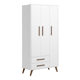 Jogo de Quarto Infantil Q Encanto Retrô com Guarda Roupa e Cômoda Branco Acetinado - Qmovi Jogo de Quarto Infantil Q Encanto Retrô com Guarda Roupa e Cômoda Branco Acetinado - Qmovi