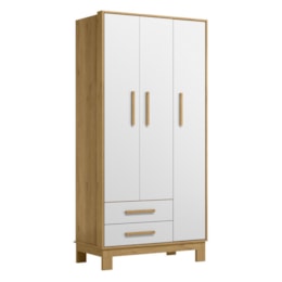 Jogo de Quarto Infantil Q Encanto Slim Guarda Roupa e Cômoda 1 Porta Freijó/Branco Acetinado - Qmovi Jogo de Quarto Infantil Q Encanto Slim Guarda Roupa e Cômoda 1 Porta Freijó/Branco Acetinado - Qmovi