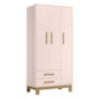 Jogo de Quarto Infantil Q Encanto Slim Guarda Roupa e Cômoda 1 Porta Rosa Acetinado - Qmovi