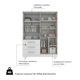 Jogo de Quarto Infantil Retrô Janelas Guarda Roupa e Berço Branco Brilho - Móveis Peroba