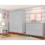 Jogo de Quarto Infantil Retrô Melinda Guarda Roupa, Cômoda com Porta e Mesinha Cinza - Phoenix Baby