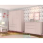 Jogo de Quarto Infantil Retrô Melinda Guarda Roupa, Cômoda com Porta e Mesinha Rosê - Phoenix Baby
