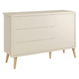 Jogo de Quarto Infantil Theo Cômoda e Berço Areia Fosco com Pés Madeira Natural - Reller Móveis Jogo de Quarto Infantil Theo Cômoda e Berço Areia Fosco com Pés Madeira Natural - Reller Móveis