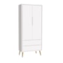 Jogo de Quarto Infantil Theo Guarda Roupa 2 Portas e Cômoda 6 Gavetas Branco Fosco com Pés Madeira Natural - Reller Móveis