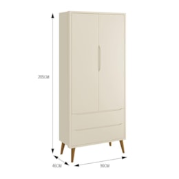 Jogo de Quarto Infantil Theo Retrô Guarda Roupa 2 Portas e Cômoda 1 Porta Areia Fosco com Pés Amadeirado - Reller Móveis Jogo de Quarto Infantil Theo Retrô Guarda Roupa 2 Portas e Cômoda 1 Porta Areia Fosco com Pés Amadeirado - Reller Móveis