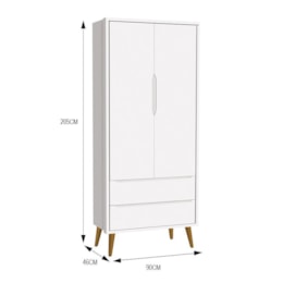 Jogo de Quarto Infantil Theo Retrô Guarda Roupa 2 Portas e Cômoda 1 Porta Branco Fosco com Pés Amadeirado - Reller Móveis Jogo de Quarto Infantil Theo Retrô Guarda Roupa 2 Portas e Cômoda 1 Porta Branco Fosco com Pés Amadeirado - Reller Móveis