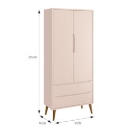 Jogo de Quarto Infantil Theo Retrô Guarda Roupa 2 Portas e Cômoda 1 Porta Rosa Fosco com Pés Amadeirado - Reller Móveis Jogo de Quarto Infantil Theo Retrô Guarda Roupa 2 Portas e Cômoda 1 Porta Rosa Fosco com Pés Amadeirado - Reller Móveis