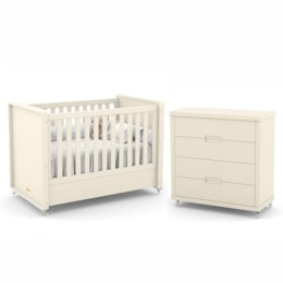 Jogo de Quarto Infantil Tutto New com Berço e Cômoda 4 Gavetas Off White - Matic Móveis   Jogo de Quarto Infantil Tutto New com Berço e Cômoda 4 Gavetas Off White - Matic Móveis