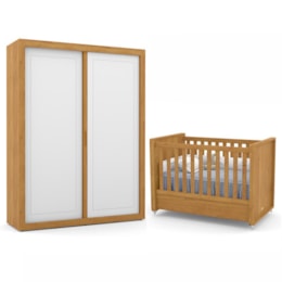 Jogo de Quarto Infantil Tutto New com Guarda Roupa 2 Portas e Berço Freijó/Branco Soft - Matic Móveis  Jogo de Quarto Infantil Tutto New com Guarda Roupa 2 Portas e Berço Freijó/Branco Soft - Matic Móveis