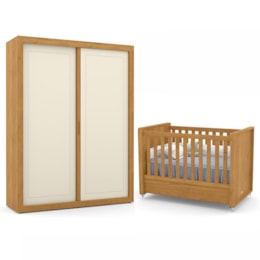 Jogo de Quarto Infantil Tutto New com Guarda Roupa 2 Portas e Berço Freijó/Off White - Matic Móveis   Jogo de Quarto Infantil Tutto New com Guarda Roupa 2 Portas e Berço Freijó/Off White - Matic Móveis