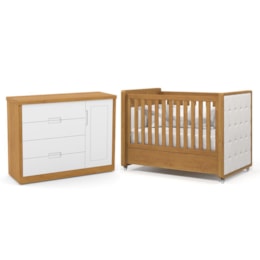 Jogo de Quarto Infantil Tutto New Cômoda 1 Porta e Berço Freijó/Branco Soft com Capitonê - Matic Móveis Jogo de Quarto Infantil Tutto New Cômoda 1 Porta e Berço Freijó/Branco Soft com Capitonê - Matic Móveis
