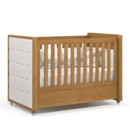 Jogo de Quarto Infantil Tutto New Cômoda 1 Porta e Berço Freijó/Off White com Capitonê - Matic Móveis