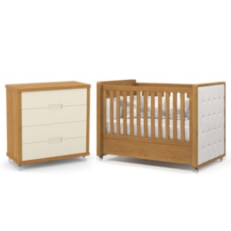 Jogo de Quarto Infantil Tutto New Cômoda 4 Gavetas e Berço Freijó/Off White com Capitonê - Matic Móveis Jogo de Quarto Infantil Tutto New Cômoda 4 Gavetas e Berço Freijó/Off White com Capitonê - Matic Móveis