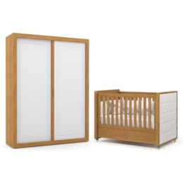 Jogo de Quarto Infantil Tutto New Guarda Roupa 2 Portas e Berço Freijó/Branco Soft com Capitonê - Matic Móveis Jogo de Quarto Infantil Tutto New Guarda Roupa 2 Portas e Berço Freijó/Branco Soft com Capitonê - Matic Móveis