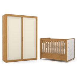 Jogo de Quarto Infantil Tutto New Guarda Roupa 2 Portas e Berço Freijó/Off White com Capitonê - Matic Móveis Jogo de Quarto Infantil Tutto New Guarda Roupa 2 Portas e Berço Freijó/Off White com Capitonê - Matic Móveis
