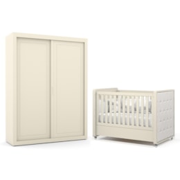 Jogo de Quarto Infantil Tutto New Guarda Roupa 2 Portas e Berço Off White com Capitonê - Matic Móveis Jogo de Quarto Infantil Tutto New Guarda Roupa 2 Portas e Berço Off White com Capitonê - Matic Móveis
