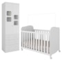 Jogo de Quarto Infantil Uli Guarda Roupa 2 Portas e Berço Branco Brilho - Móveis Peroba