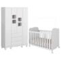 Jogo de Quarto Infantil Uli Guarda Roupa 4 Portas e Berço Branco Brilho - Móveis Peroba