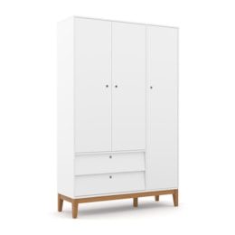 Jogo de Quarto Infantil Unique Guarda Roupa 3 Portas e Cômoda 6 Gavetas Branco Soft/Eco Wood - Matic Móveis   Jogo de Quarto Infantil Unique Guarda Roupa 3 Portas e Cômoda 6 Gavetas Branco Soft/Eco Wood - Matic Móveis