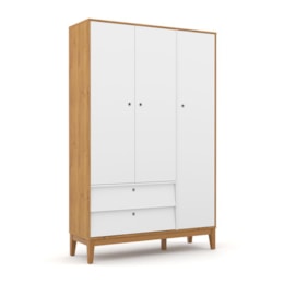 Jogo de Quarto Infantil Unique Guarda Roupa 3 Portas e Cômoda com Porta Freijó/Branco Soft/Eco Wood - Matic Móveis   Jogo de Quarto Infantil Unique Guarda Roupa 3 Portas e Cômoda com Porta Freijó/Branco Soft/Eco Wood - Matic Móveis