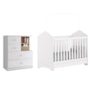 Jogo de Quarto Infantil Vanila com Berço e Cômoda Branco/Jequitibá - Móveis Henn 