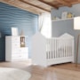 Jogo de Quarto Infantil Vanila com Berço e Cômoda Branco/Jequitibá - Móveis Henn 