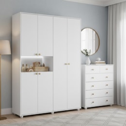 Jogo de Quarto Infantil Vittoria com Guarda Roupa e Cômoda Branco - Móveis Albatroz