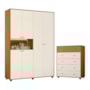 Jogo de Quarto Infantil Vittoria com Guarda Roupa e Cômoda Cinamomo/Off White - Móveis Albatroz