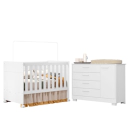 Jogo de Quarto Infantil Zaki Cômoda e Berço Katatau Branco Fosco - Reller Móveis