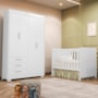 Jogo de Quarto Infantil Zaki Guarda Roupa e Berço Katatau Branco Fosco - Reller Móveis
