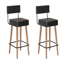 Kit 2 Banquetas Barcelona 96cm Couríssimo Preto - Salaone Kit 2 Banquetas Barcelona 96cm Couríssimo Preto - Salaone