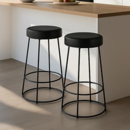 Kit 2 Banquetas Roma 70cm Couríssimo Preto - Salaone