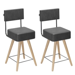 Kit 2 Cadeiras Barcelona 73cm Couríssimo Preto - Salaone Kit 2 Cadeiras Barcelona 73cm Couríssimo Preto - Salaone