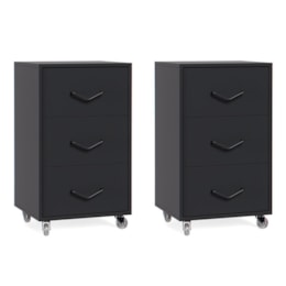 Kit 2 Gaveteiro 3 Gavetas Steel Preto – EJ Móveis