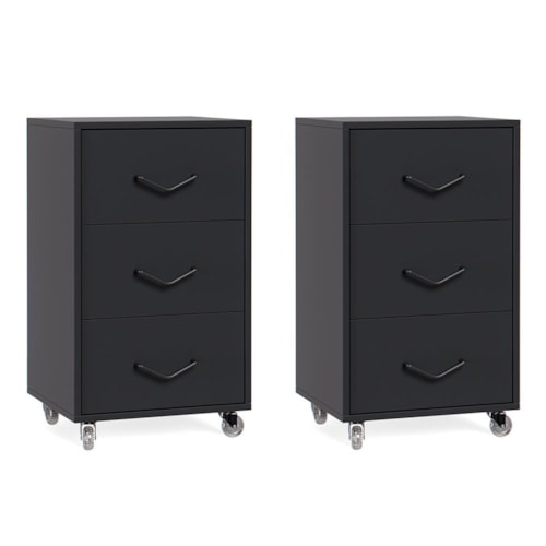 Kit 2 Gaveteiro 3 Gavetas Steel Preto – EJ Móveis