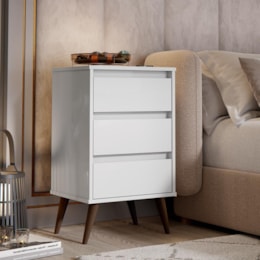 Kit 2 Mesa de Cabeceira Retrô Wood 3 Gavetas Branco – EJ Móveis