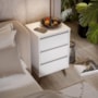 Kit 2 Mesa de Cabeceira Retrô Wood 3 Gavetas Branco – EJ Móveis