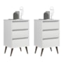 Kit 2 Mesa de Cabeceira Retrô Wood 3 Gavetas Branco – EJ Móveis