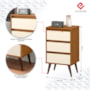 Kit 2 Mesa de Cabeceira Retrô Wood 3 Gavetas Freijó/Off White – EJ Móveis