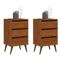 Kit 2 Mesa de Cabeceira Retrô Wood 3 Gavetas Freijó – EJ Móveis