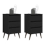 Kit 2 Mesa de Cabeceira Retrô Wood 3 Gavetas Preto – EJ Móveis