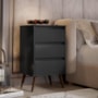 Kit 2 Mesa de Cabeceira Retrô Wood 3 Gavetas Preto – EJ Móveis