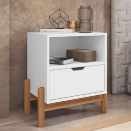 Kit 2 Mesas de Cabeceira Antares 1 Gaveta Branco - Casa D Kit 2 Mesas de Cabeceira Antares 1 Gaveta Branco - Casa D