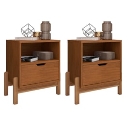 Kit 2 Mesas de Cabeceira Antares 1 Gaveta Cedro - Casa D Kit 2 Mesas de Cabeceira Antares 1 Gaveta Cedro - Casa D